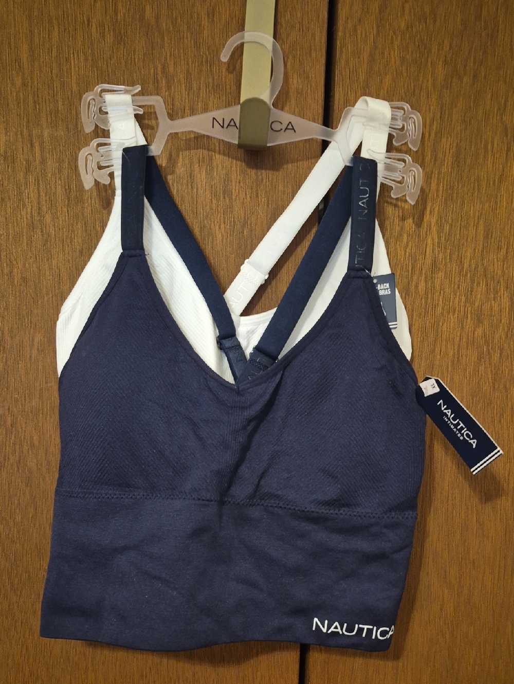 NWT Nautica Navy and White Seamless Bralette Duo  SZ XL